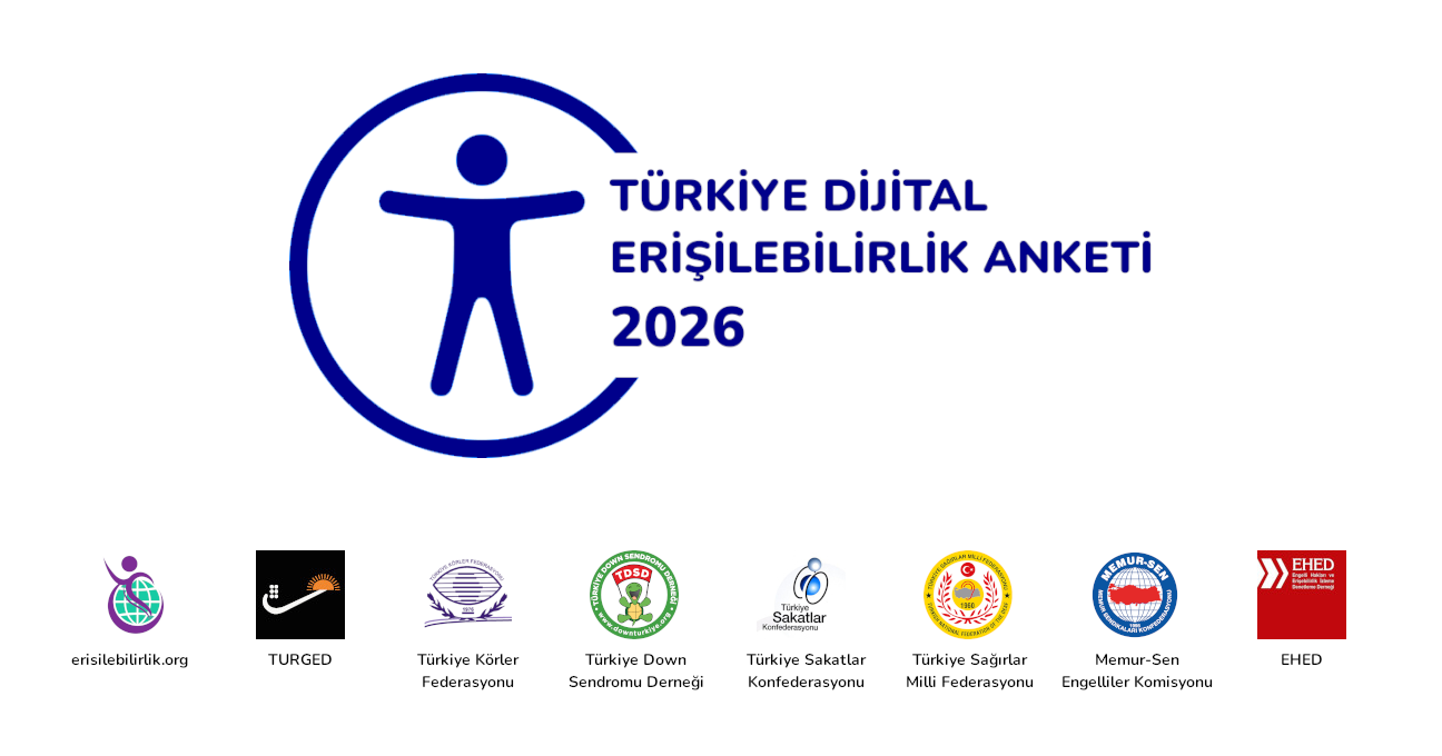 Türkiye Dijital Erişilebilirlik Anketi 2026 logosu ve destekçi kuruluşların logoları
