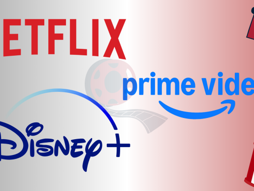 Netflix, Prime Video ve Disney+ logoları olan bir görsel, sağ üst köşede scene2, take1 yazan , sol alt köşede mısır illüstürasyonu.